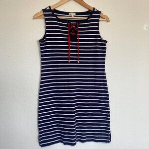 Talbots Womens Nautical Tank Dress Stripe Size P Sailor XS Navy Blue Mini Summer